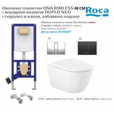 Roca Ona Rim Compact + Duplo казанче и бутон + дъска Slim забавено падане