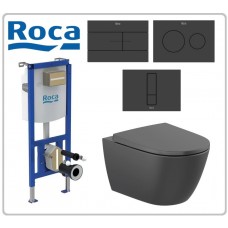 Roca Ona Rim черен мат + Duplo S казанче и бутон по избор