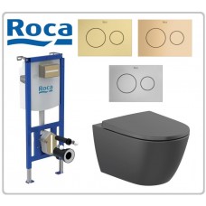 Roca Ona Rim черен мат + Duplo S казанче и бутон по избор